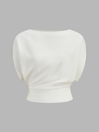 Ruched Cinched Waist Boat Neck Blouse