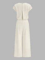 Cap Sleeve Open Back Wide Leg Jumpsuit