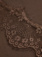Draped Lace Trim Wide Leg Pants