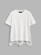 Lace-Back Cotton Short Sleeve Top