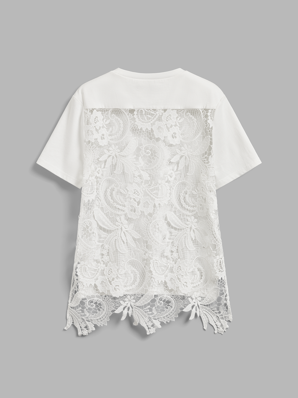 Lace-Back Cotton Short Sleeve Top