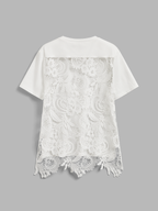 Lace-Back Cotton Short Sleeve Top