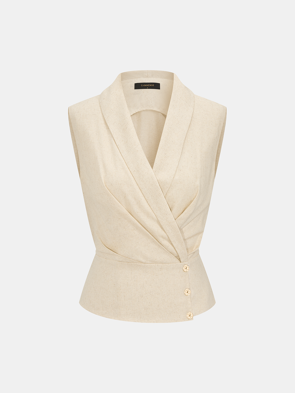 Linen Blend Wrap Vest Top