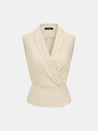 Linen Blend Wrap Vest Top