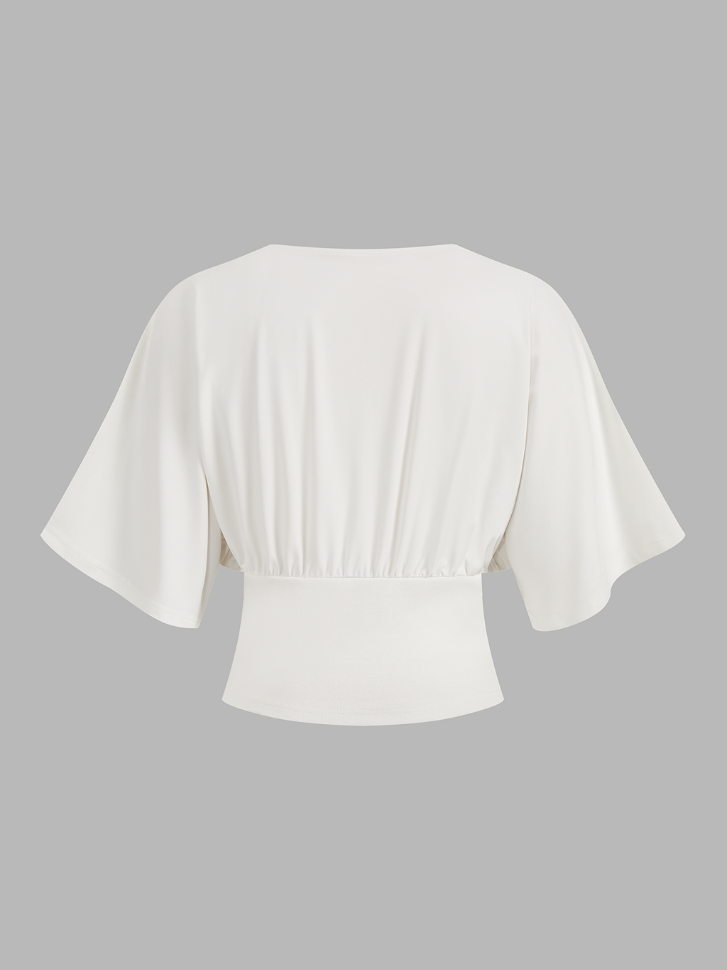 V-Neck Twist Front Batwing Sleeve Fitted Top