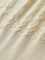 Openwork Knit Boat Neck Sleeveless Top