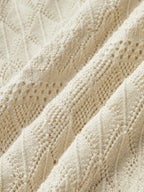 Openwork Knit Boat Neck Sleeveless Top