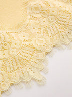 V-Neck Lace Trim Metal Button Knit Vest
