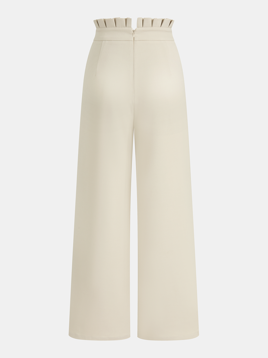 Mid-Waist Ruffled Wide-Leg Pants