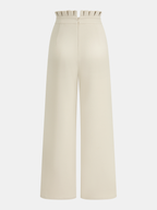 Mid-Waist Ruffled Wide-Leg Pants