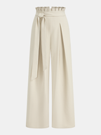 Mid-Waist Ruffled Wide-Leg Pants