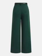 Mid Waist Belted Pleated Wide Leg Pants