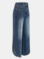 Side Slit Mid-Waist Wide-Leg Jeans