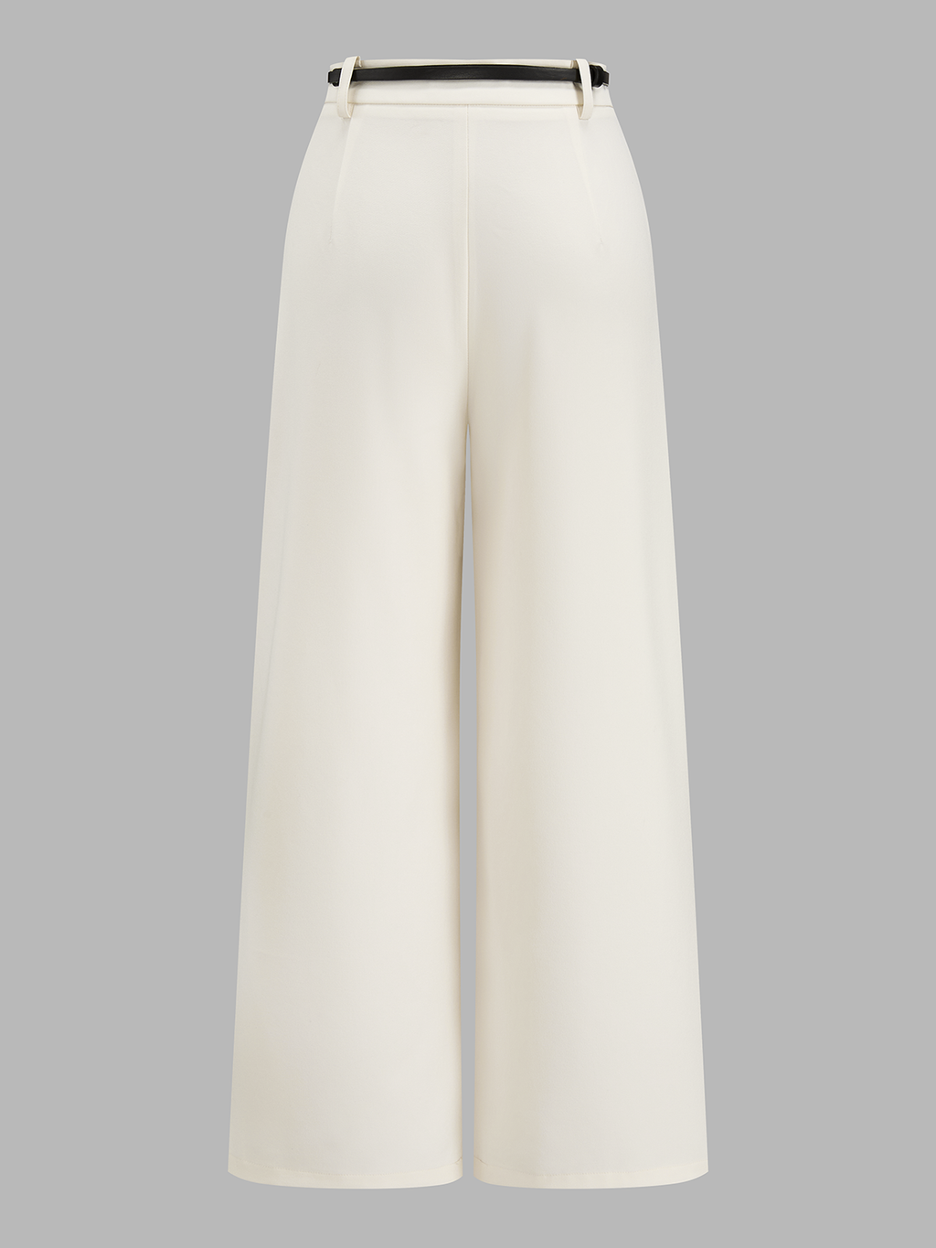 Mid Waist Belted Pleated Wide Leg Pants