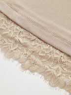 High Neck Sleeveless Ruched Lace Trim Blouse