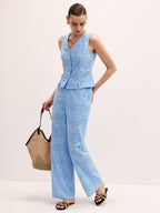 Cotton Eyelet Embroidered Vest & Pants Set