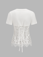 Lace Corset Short Sleeve T-Shirt