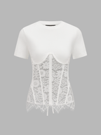 Lace Corset Short Sleeve T-Shirt
