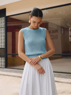 Bloused Waist Sleeveless Knit Top