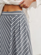 Pocket Detail Striped Midi Skirt