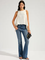 Sleeveless Flowy Asymmetric Ruffled Blouse