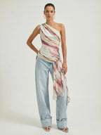 Tie Dye One Shoulder Cutout Top