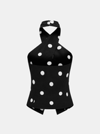 Polka Dot Crisscross Halter Tank Top