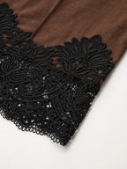 Cotton Linen Lace Trim Wide Leg Pants