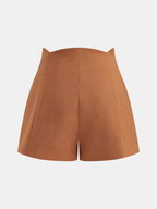Mid-Waist Metal Detail Tailored Shorts