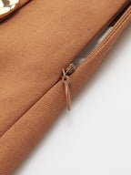 Mid-Waist Metal Detail Tailored Shorts