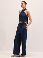 Linen Blend Halter Vest & Pants Set