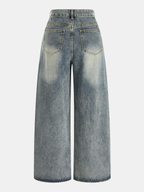Asymmetric Button Wide Leg Jeans