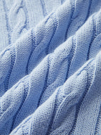 Cable Knit Striped Collar Short Sleeve Top