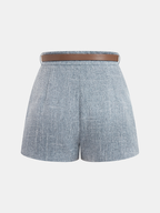 Belted Mid-Waist Casual Shorts