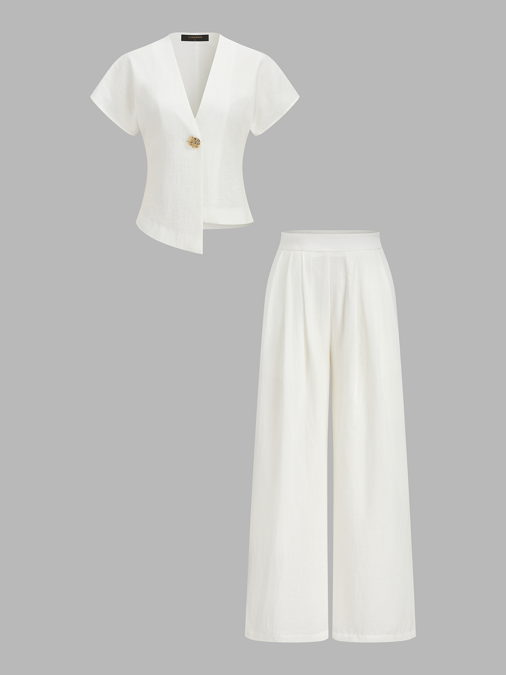 Irregular Hem Short Sleeve Top & Pants Set