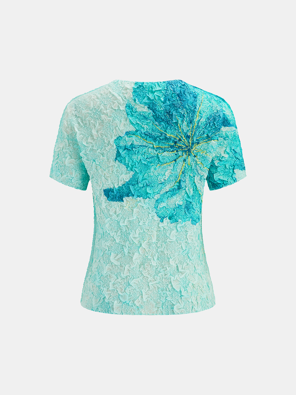 Textured Floral Print Short Sleeve Top