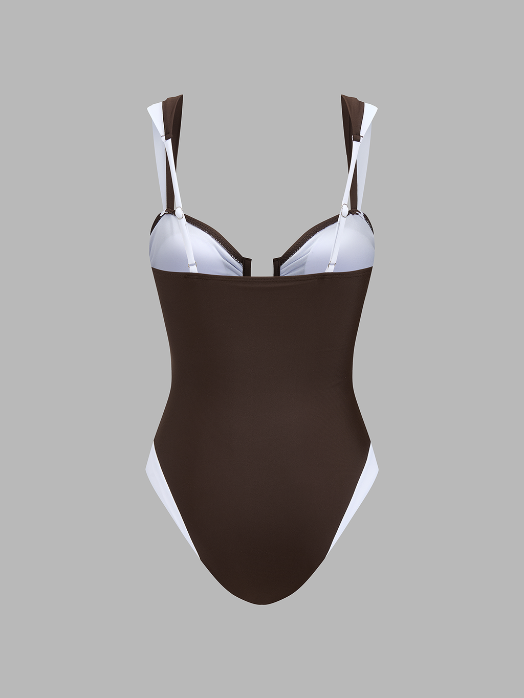 Color Block U Cut One Piece Swimsuit
