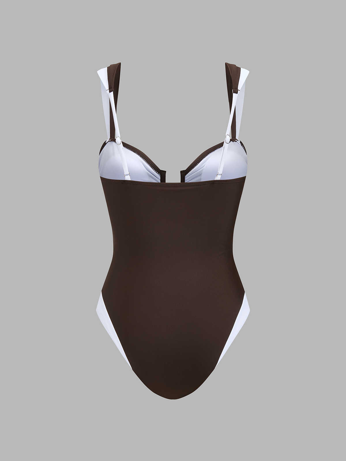 Color Block U Cut One Piece Swimsuit