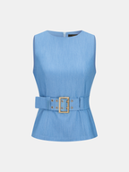 Belted Sleeveless Top & Wide Leg Pants Set