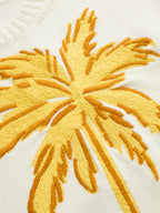 Embroidered Palm Tree Short Sleeve Knit Top
