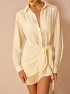 Oversized Breathable Textured Long Sleeve Shirt