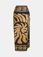 Deep V One Piece Swimsuit & Printed Sarong Set