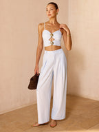 Striped Cut Out Cami Top & Pants Set