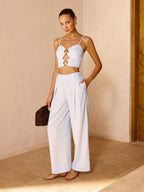 Striped Cut Out Cami Top & Pants Set