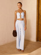 Striped Cut Out Cami Top & Pants Set