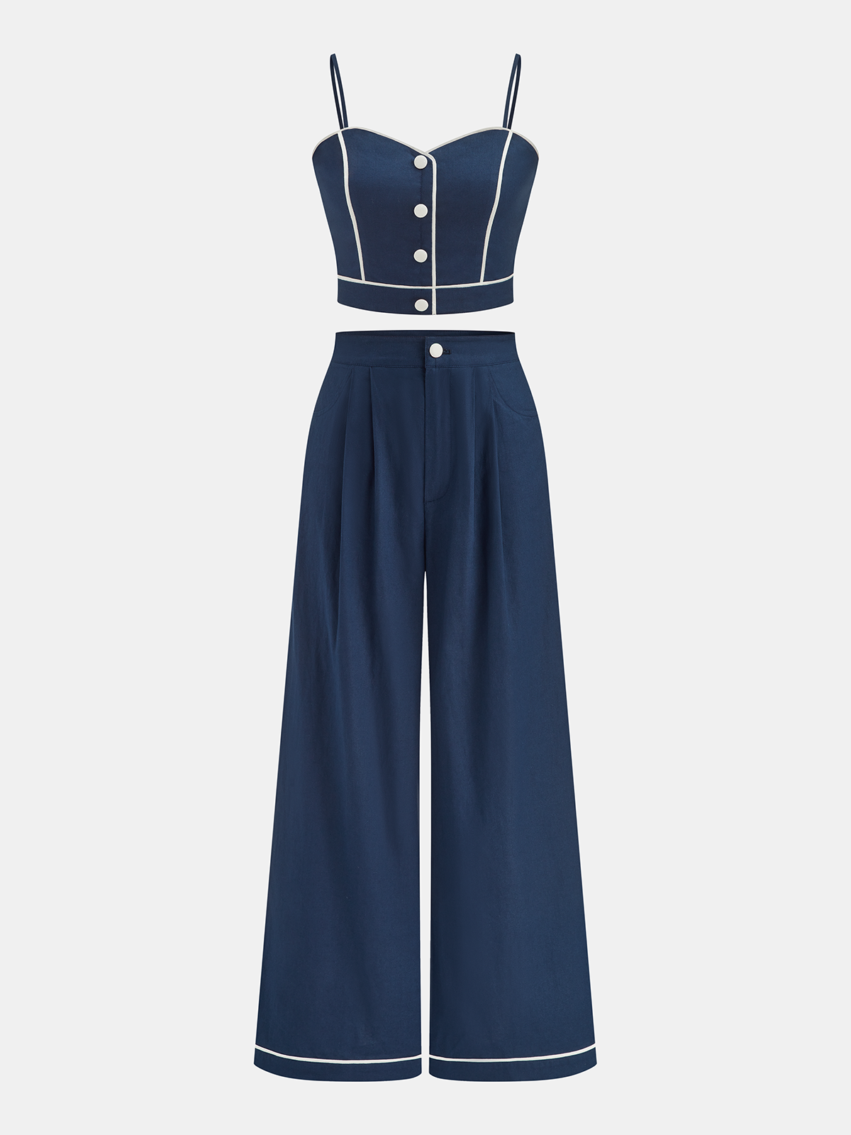 Cotton Linen Cami Top & Wide Leg Pant Set