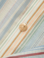 Semi-Sheer Rainbow Striped Tie Waist Blouse