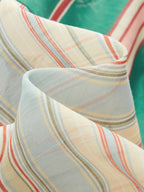 Semi-Sheer Rainbow Striped Tie Waist Blouse
