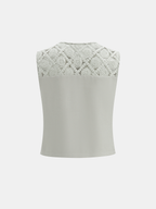Lace Spliced Vest & Wide Leg Pants Set