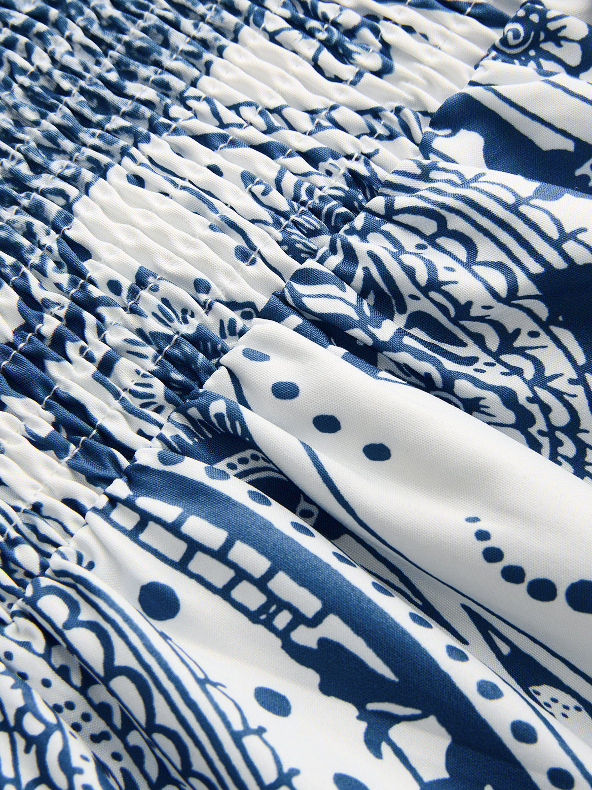 Smocked Waist Paisley Print Maxi Skirt